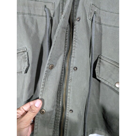 NWT Lucky Brand Jacket Women L Green Hooded Utility Full Zip Military Field - Picture 6 of 8
